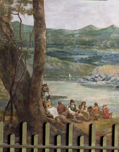 Pittura murale da Drakelowe Hall, vicino a Burton on Trent. Contadini a riposo da Paul Sandby