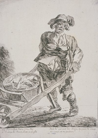 Venditore di frattaglie, Cries of London, 1760 da Paul Sandby