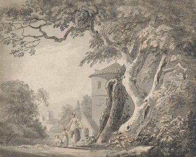 Paesaggio Romantico con Figure e un Cane da Paul Sandby