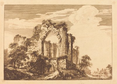 Rovine con un Uomo Seduto e un Carro Coperto in Lontananza da Paul Sandby