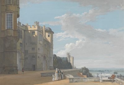 La terrazza nord, Castello di Windsor, vista verso ovest da Paul Sandby