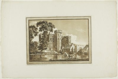 La Porta Sud del Castello di Cardiff nel Glamorgan Shire, da Dodici vedute in acquatinta da disegni presi sul posto nel Galles del Sud da Paul Sandby