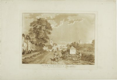 La Porta Ovest di Cardiff, nel Glamorshire, prima lastra di Dodici vedute del Galles da Paul Sandby