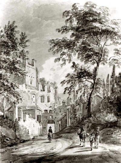 Viaggiatori che entrano in una città da Paul Sandby