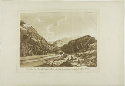 Veduta del fiume Dee a 3 miglia da Bala, con il monte Cadar-Idris vicino a Dolgelli a 30 miglia di distanza, tavola 9 di Twelve Views in Wales da Paul Sandby