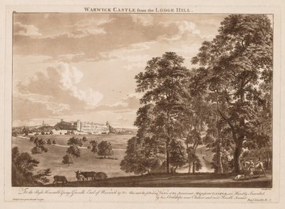 Vedute del Castello di Warwick: Castello di Warwick da Lodge Hill, 1776 da Paul Sandby