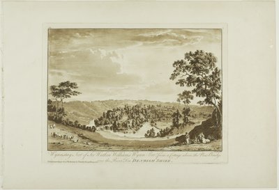 Wynnstay, residenza di Sir Watkin Williams Wynn Bart da un cottage sopra il nuovo ponte sul fiume Dee, Denbigh Shire da Paul Sandby