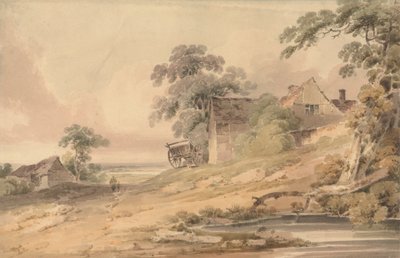 Paesaggio con fattoria, figure e stagno da Paul Sandby Munn