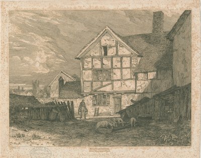 Wolverhampton - Rovine di una casa a graticcio: incisione su acciaio, nd [c 1815] da Paul Sandby Munn