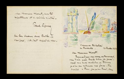Lettera autografa a Claude Monet, 21 luglio 1920 da Paul Signac