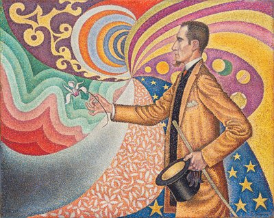 Opus 217. Contro lo smalto di uno sfondo ritmico con battiti e angoli, toni e tinte, Ritratto di Felix Feneon nel 1890 da Paul Signac