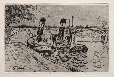 Parigi, Il Pont des Arts con Remorqeurs da Paul Signac