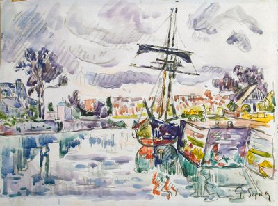 Barca a vela a un molo, anni 1920 da Paul Signac