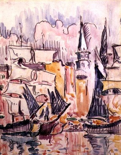 Barche a vela in un porto da Paul Signac