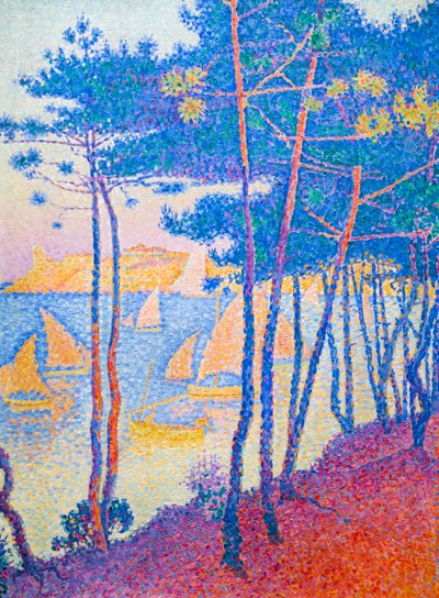 Barche a vela e pini da Paul Signac