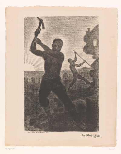 Due uomini demoliscono un edificio (I demolitori) da Paul Signac
