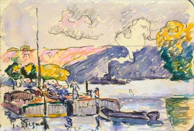 Due Chiatte, Barca e Rimorchiatore a Samois da Paul Signac
