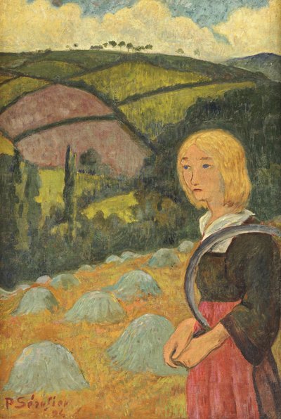 Giovane ragazza bretone e covoni di fieno, 1924 da Paul Sérusier