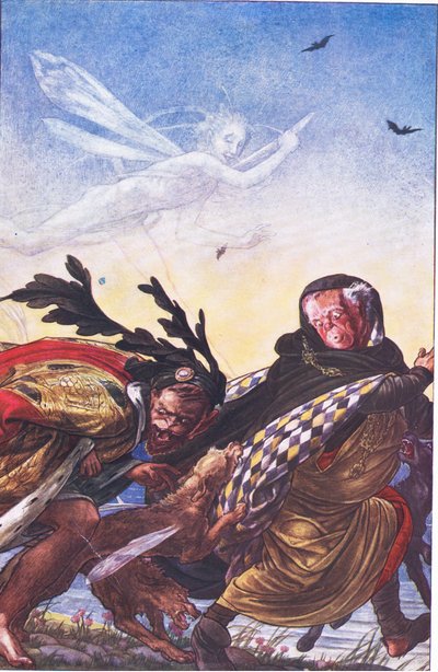 Furia! Furia! Là, tiranno, là Ascolta! Ascolta!, illustrazione da La Tempesta, 1908 da Paul Vincent Woodroffe