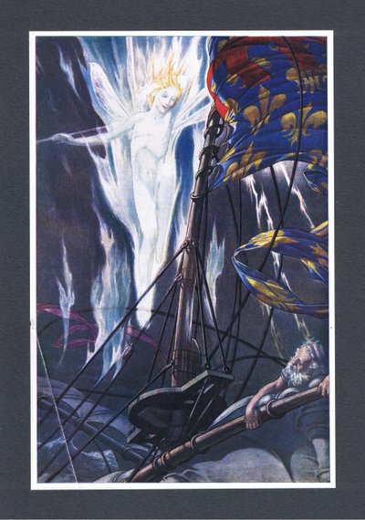Sulla cima, i pennoni e il bompresso, vorrei fiammeggiare distintamente, illustrazione da La Tempesta, 1908 da Paul Vincent Woodroffe