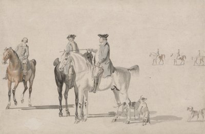 Il duca di Cumberland con un gentiluomo e un groom, tutti a cavallo, e cani da Paul and Thomas  Sandby