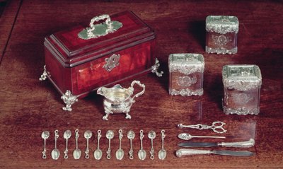 Servizio da tè, c.1735 (argento e legno) da Paul de Lamerie