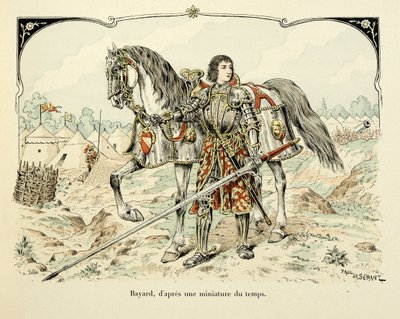 Illustrazione dal libro Histoire du chevalier Bayard di Theodore Cahu, illustrato da Paul De Semant: Ritratto di Bayard da Paul de Semant