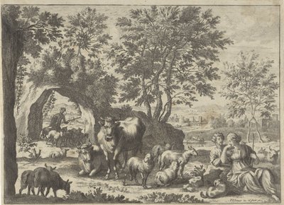 Pastore e pastorella con un gregge da Paul van Somer (II)