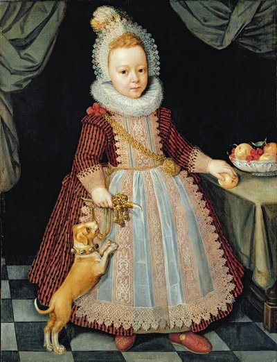 Ritratto di un bambino con sonaglio da Paul van Somer
