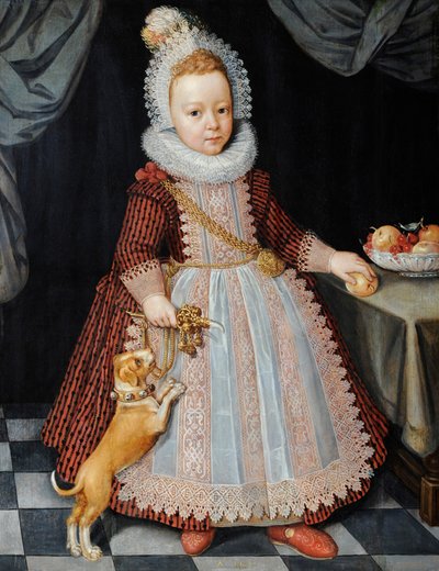 Ritratto di un bambino con sonaglio da Paul van Somer