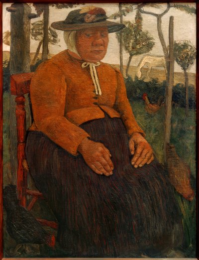 Vecchia povera seduta in giardino da Paula Modersohn Becker