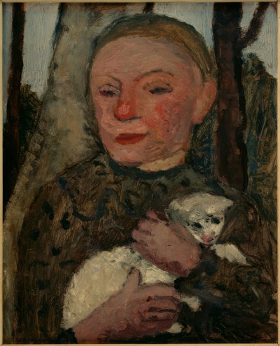 Ragazza con agnello (ritratto di una ragazza con agnello in braccio) da Paula Modersohn Becker