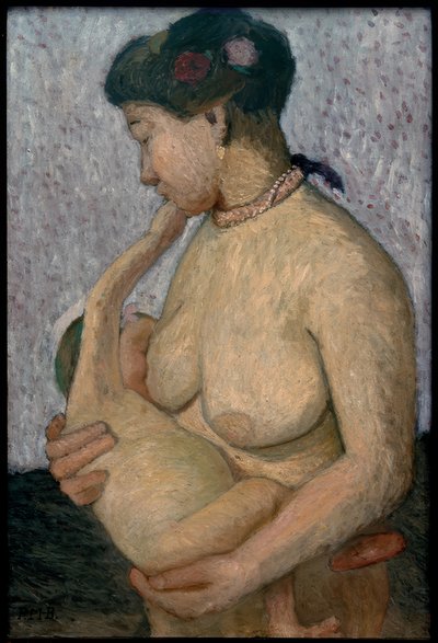 Madre con bambino al seno, mezzonudo da Paula Modersohn Becker