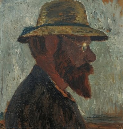 Otto Modersohn con cappello di paglia di profilo a destra da Paula Modersohn Becker