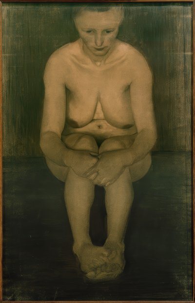 Nudo femminile seduto, frontale con piedi incrociati da Paula Modersohn Becker