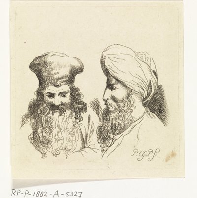 Due teste di uomini con turbante da Paulus Charles Gerard Poelman