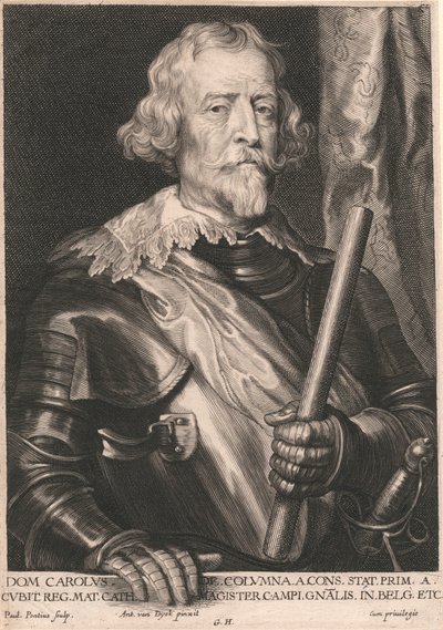 Dom Carolus de. Columna. a. Cons. Stat. Prim. a. Cubit Reg. Mat. Cath. Magister Campi..Gnalis. in Belg. Etc. da Paulus Pontius