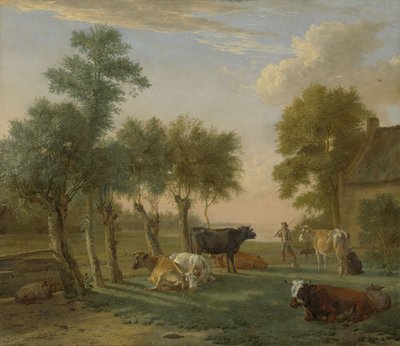 Mucche in un prato vicino a una fattoria da Paulus Potter