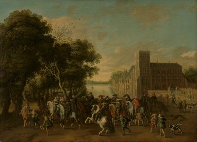 Il principe Maurits, accompagnato dal principe Frederik Hendrik, Federico V di Boemia e sua moglie Elisabetta Stuart, e altri, al Buitenhof, L