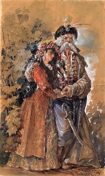 Mazepa con Maria, 1885 da Pavel Alexeyevich Grigoryev