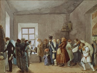 Sala di ricevimento del commissario di polizia la notte prima di una festa da Pavel Andreevich Fedotov