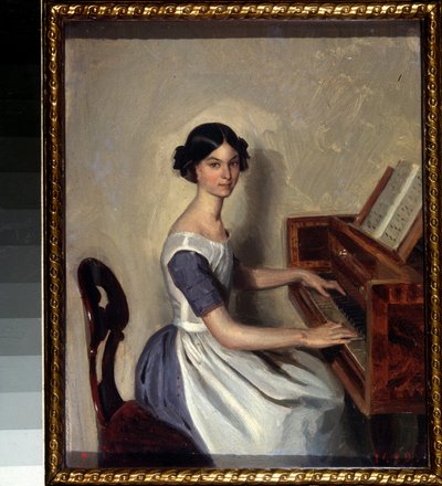 Ritratto di Nadezhda Zhdanovich al clavicembalo da Pavel Andreevich Fedotov