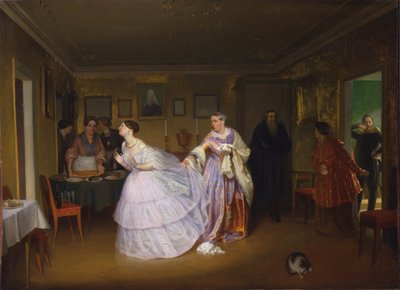 Il maggiore fa una proposta (Ispezione di una sposa in casa di un mercante) da Pavel Andreevich Fedotov