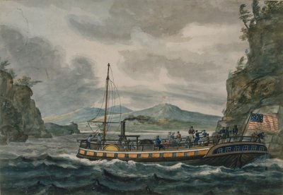 Viaggio in battello a vapore sul fiume Hudson, 1811-ca.1813 da Pavel Petrovic Svin