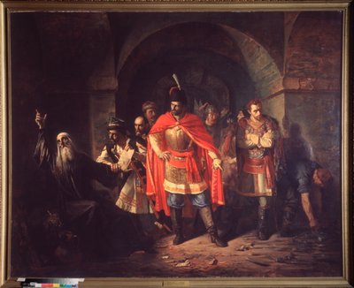Il patriarca di Mosca Germogene (prima del 1530-1612) rifiuta di benedire i polacchi da Pavel Petrovich Chistyakov