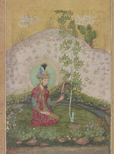 Dettaglio di Humayun seduto in un paesaggio, dal Tardo Album di Shah Jahan, c.1650 da Payag
