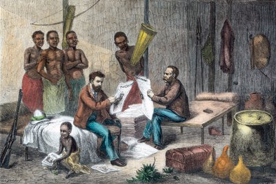 Livingstone e Stanley ricevono giornali in Africa Centrale da Pearson