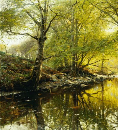 Paesaggio fluviale boscoso da Peder Monsted