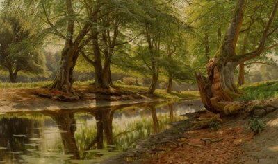 Giornata primaverile al ruscello nel bosco da Peder Monsted