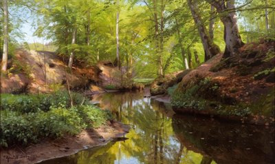 Peder Mønsted, Giorno soleggiato al ruscello della foresta da Peder Monsted